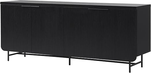 Walker Edison Scandinavian Grooved 4-Door Sideboard, 69 Inch, Black | Amazon (US)