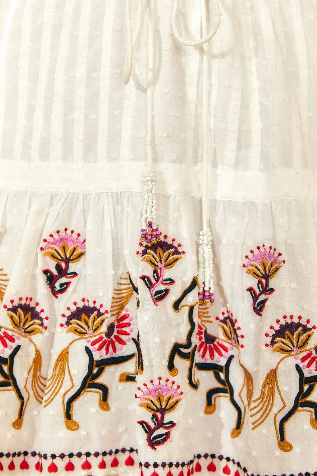 off-white embroidered horses ruffle mini dress | FarmRio