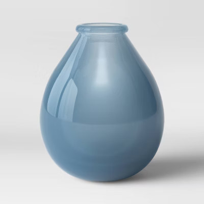 9" x 7.8" Sandblasted Glass Vase Blue - Threshold™ | Target