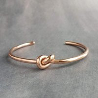 Rose Gold Knot Bracelet, Tie The Knot Bracelet, Bridesmaid Pretzel Knot, Cuff, Gold Cuff Thin Oval Bangle | Etsy (US)