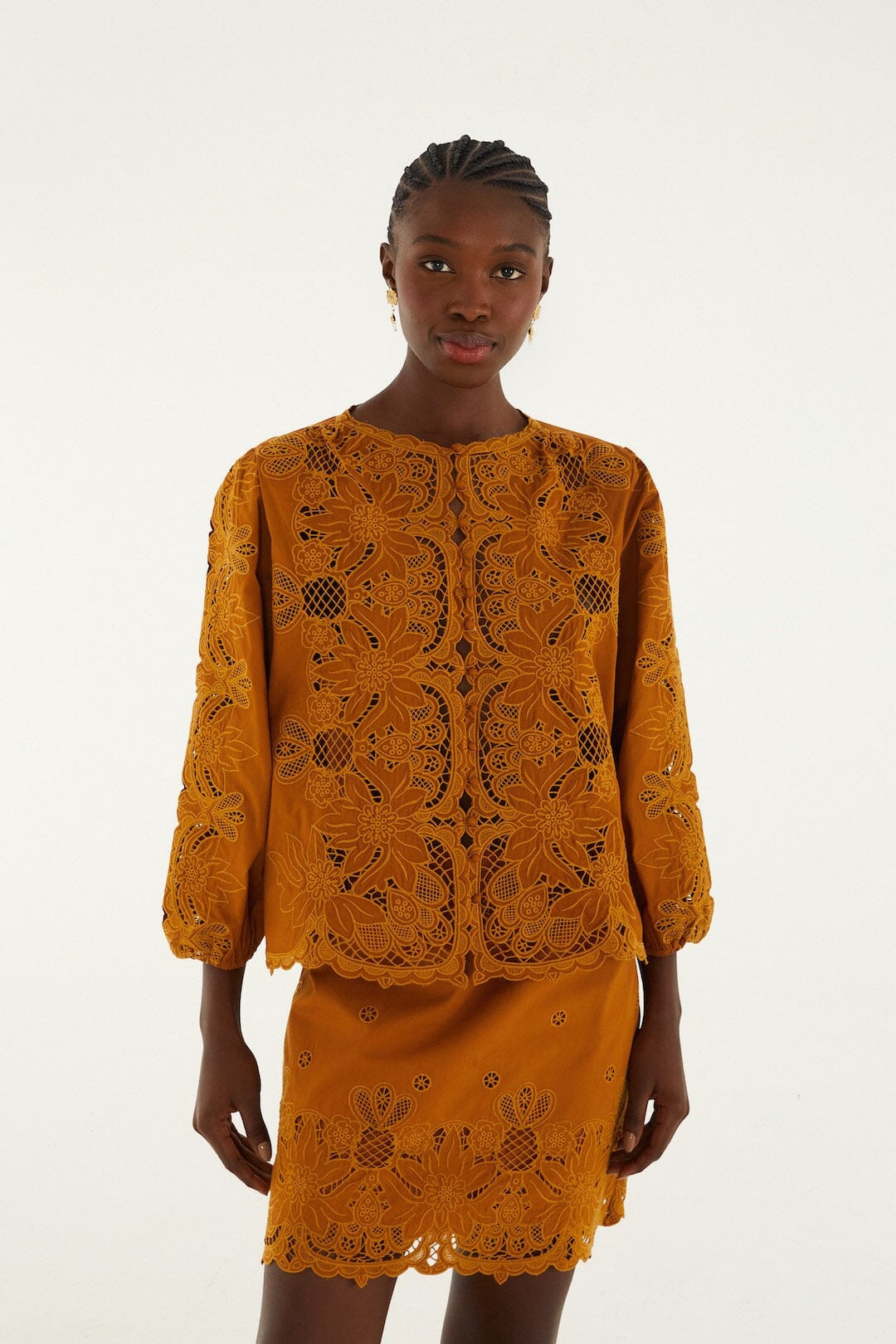 Camel Richelieu Long Sleeve Blouse | FARM Rio | FarmRio (US)