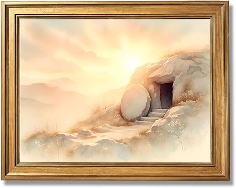 Framed Empty Tomb Easter Morning Painting Wall Art He Is Risen Canvas Print Watercolor Christian ... | Amazon (US)