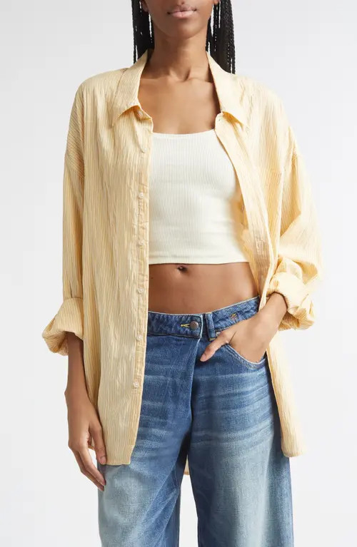 R13 Stripe Button-Up Shirt in Orange Stripe at Nordstrom, Size Small | Nordstrom