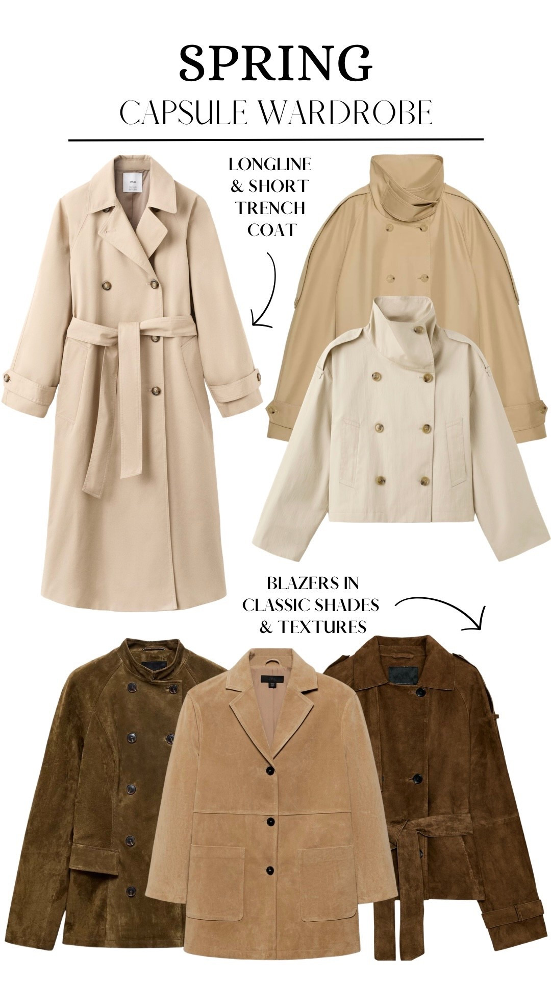 SPRING CAPSULE 🧥 Suede jackets & trench coats!

These pieces (like every year) are very much a core staple for spring – here are my top picks for the new season!

#LTKstyletip #LTKspring #LTKworkwear