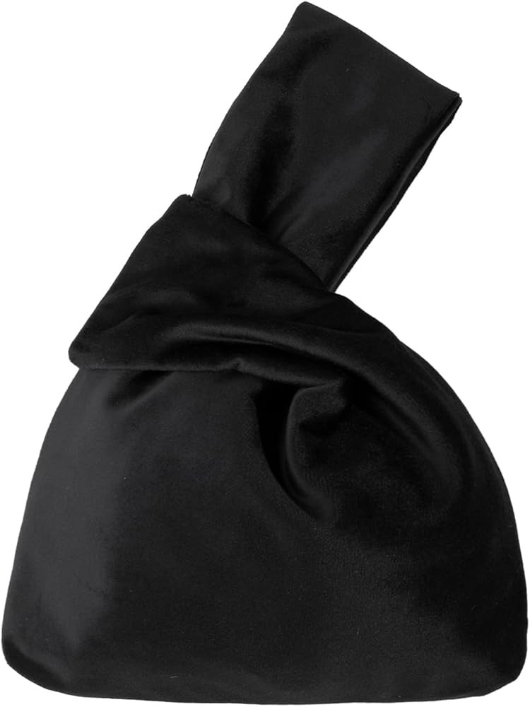 Muka Wrist Bag Velvet Knot Bag Japanese Style Knot Purse, Evening Pouch for Women- Black | Amazon (UK)
