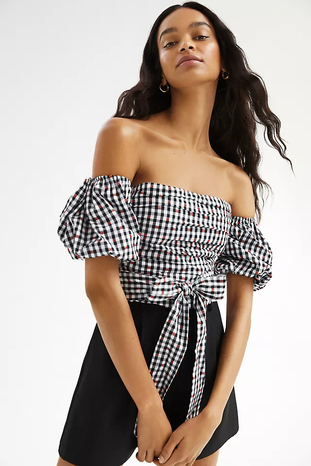 Dolan Left Coast Gingham Puff-Sleeve Shirt | Anthropologie (US)
