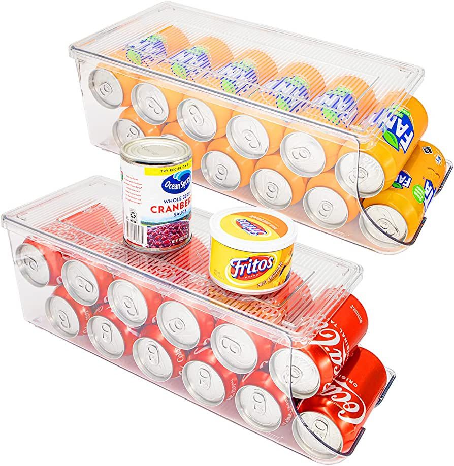 SCAVATA 2 Pack Soda Can Organizer for Refrigerator, Stackable Canned Food Pop Cans Container Can ... | Amazon (US)