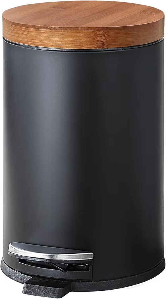 SunnyPoint Elite Bamboo Lid 4.5 Liter / 1.2 Gallon Round Trash Can with Plastic Inner Bucket; Bat... | Amazon (US)