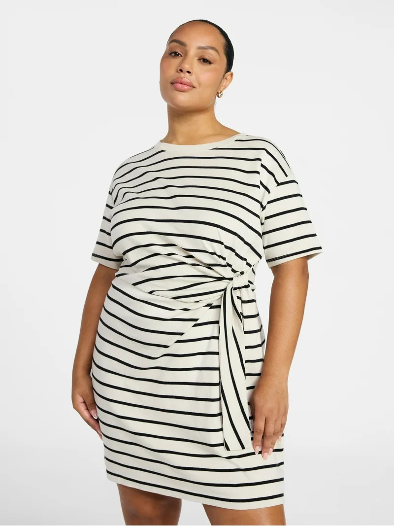 Terra & Sky Women\u2019s Plus Front Twist Dress with Short Sleeve, Size 0X-5X | Walmart (US)