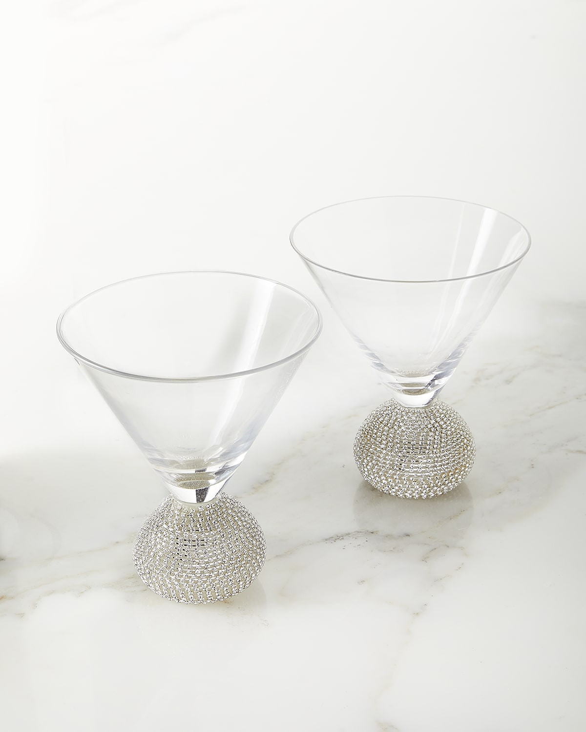 Silver Bling Martini Glasses, Set of 2 | Neiman Marcus