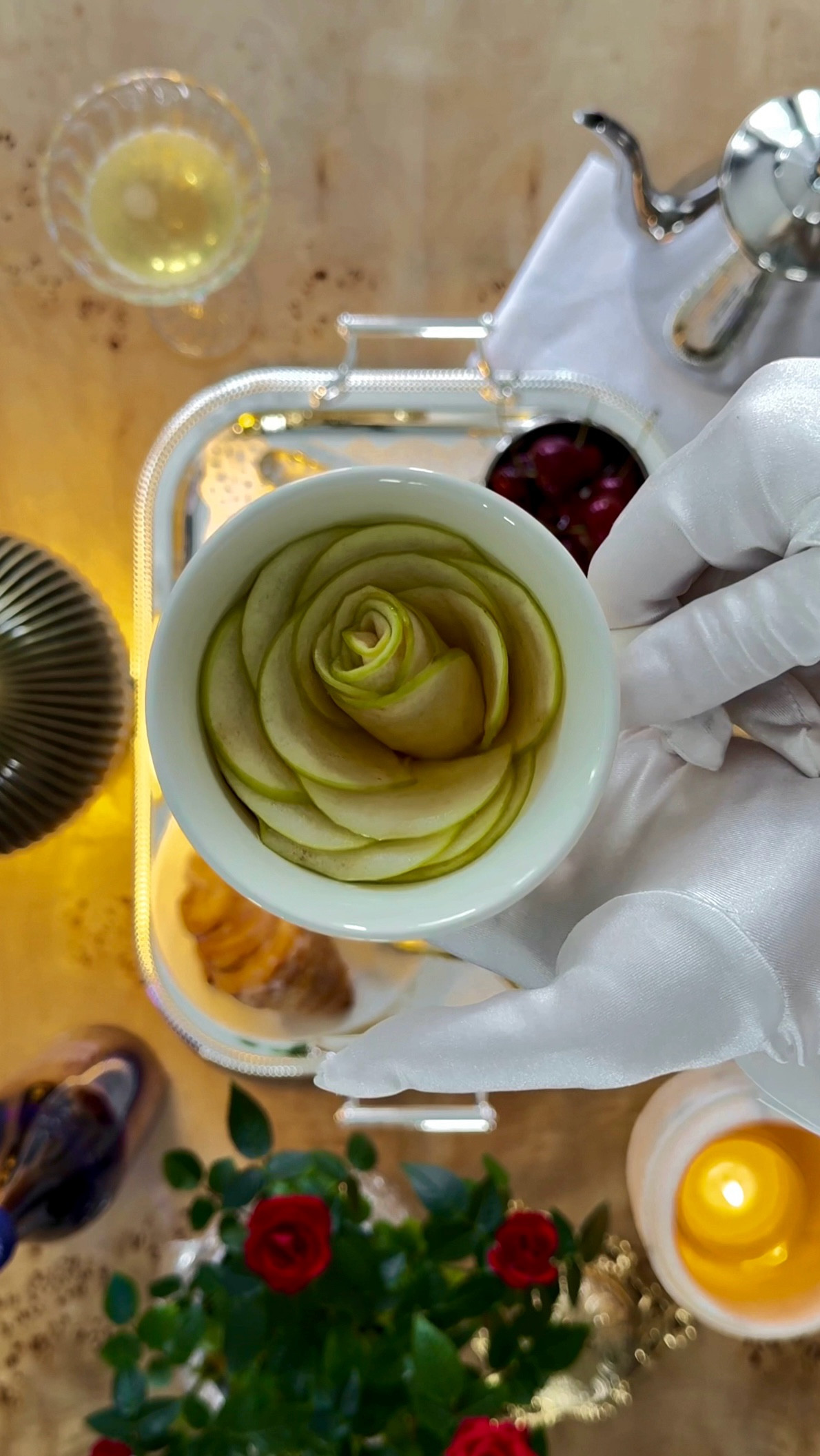 BEHIND THE TEAS: You didn’t know you needed an apple rose 🍏🌹 but here we are!  I was inspired by @or__and to create this masterpiece at home!  It was super easy to do, can be done with any apple of your choosing, and it’ll make you look fancy to your friends haha!  Would you try this? 
.
.
.
.
.
#applerose #appleroses #foodideas #prettyfood #romanticfood #brunchtime #brunchideas #teatime #appletea #brunchgoals 

#LTKHome