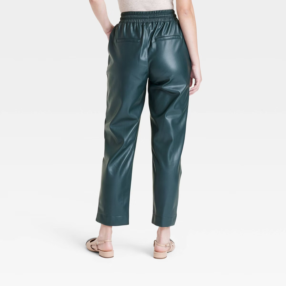 Women's High-Rise Faux Leather Tapered Ankle Pull-On Pants - A New Day™ | Target