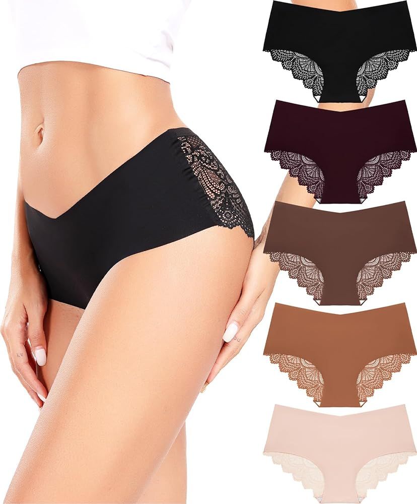 Altheanray Sexy Underwear for Womens Seamless Underwear Lace Cheeky Panties No Show Bikini Panty ... | Amazon (US)