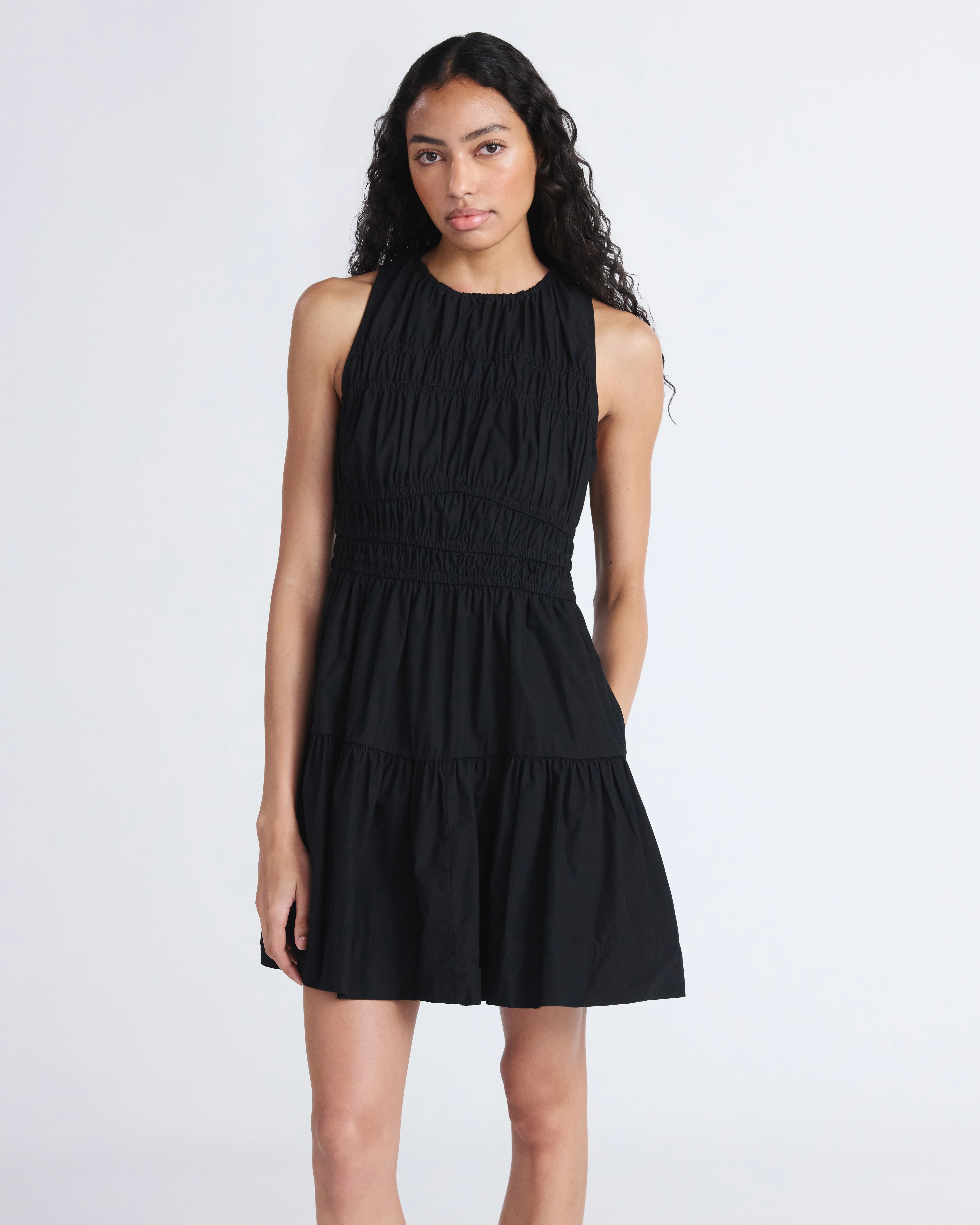 Free Assembly Women's Sleeveless Smocked Cotton Mini Dress with Back Tie, Sizes XS-XXL | Walmart (US)