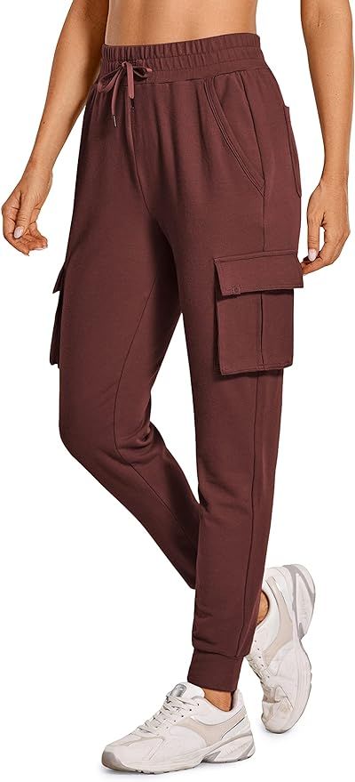 CRZ YOGA Womens Sweatpants Lightweight Cotton Cargo Joggers with 6 Pockets High Waisted Super Sof... | Amazon (US)