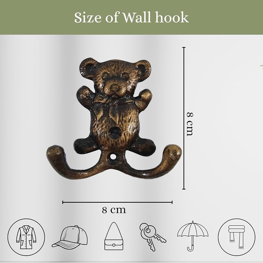 Teddy Shape Wall Hook - Antique Metal Decorative Wall Hooks for Hanging Coats, Keys, Bags & Towel... | Amazon (US)