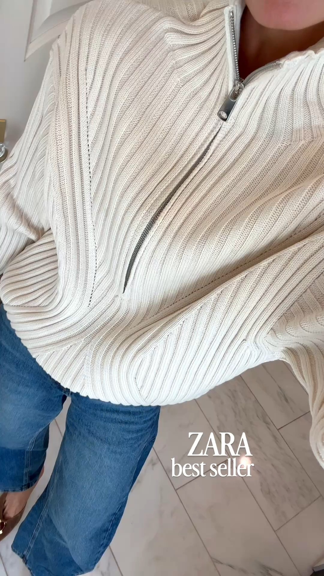 This is such a great layering sweater for fall under $70! I’m 5’7 wearing size small in the sweater and 2 in the jeans, run tts.