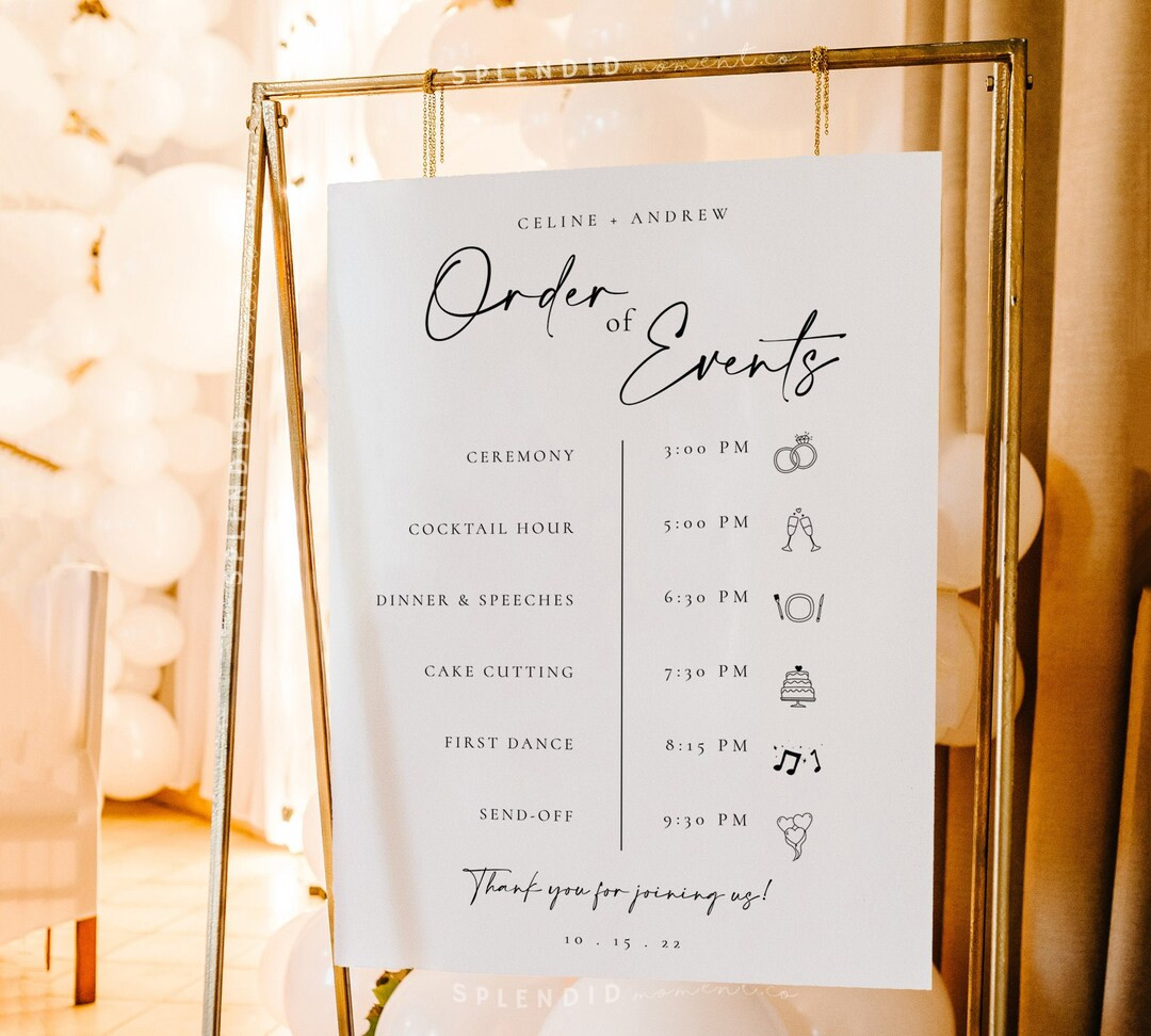Wedding Order of Events Timeline Sign Template, Minimal Order of Events Wedding Timeline Sign, Pr... | Etsy (US)