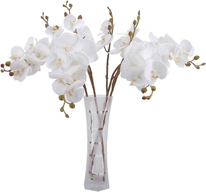 BOMAROLAN Artificial Flowers Faux Butterfly Orchid 4 Pcs Real Touch Double Branch Silk Flowers fo... | Amazon (US)