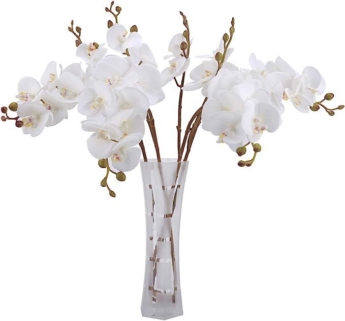 BOMAROLAN Artificial Butterfly Orchid Real Touch Double Branch Silk Flowers 4 Pcs for Wedding Hom... | Amazon (US)