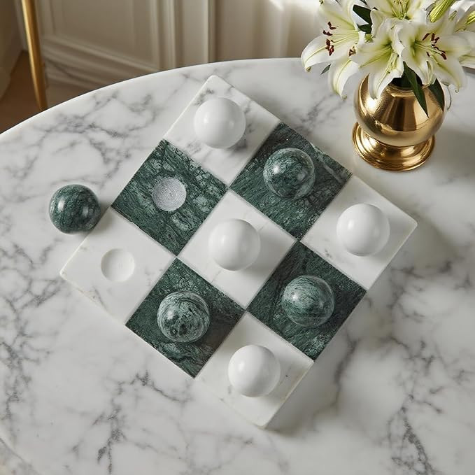 Green Marble Tic Tac Toe Board, Fresh Elegant Checkerboard, 7x7 Inch Premium Handcrafted Marble T... | Amazon (US)