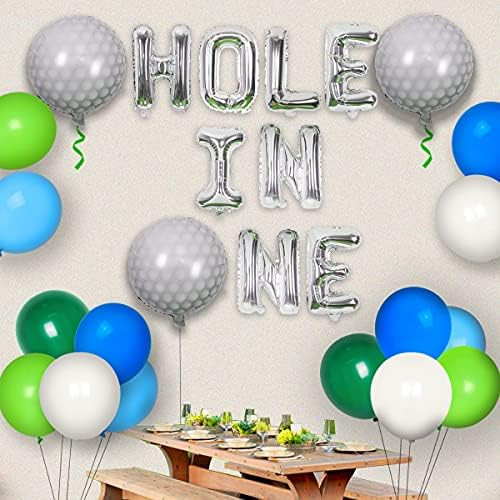 Golf 1st Birthday Decorations, Hole in One First Birthday Party Decorations - Silver Foil Letter Bal | Amazon (US)