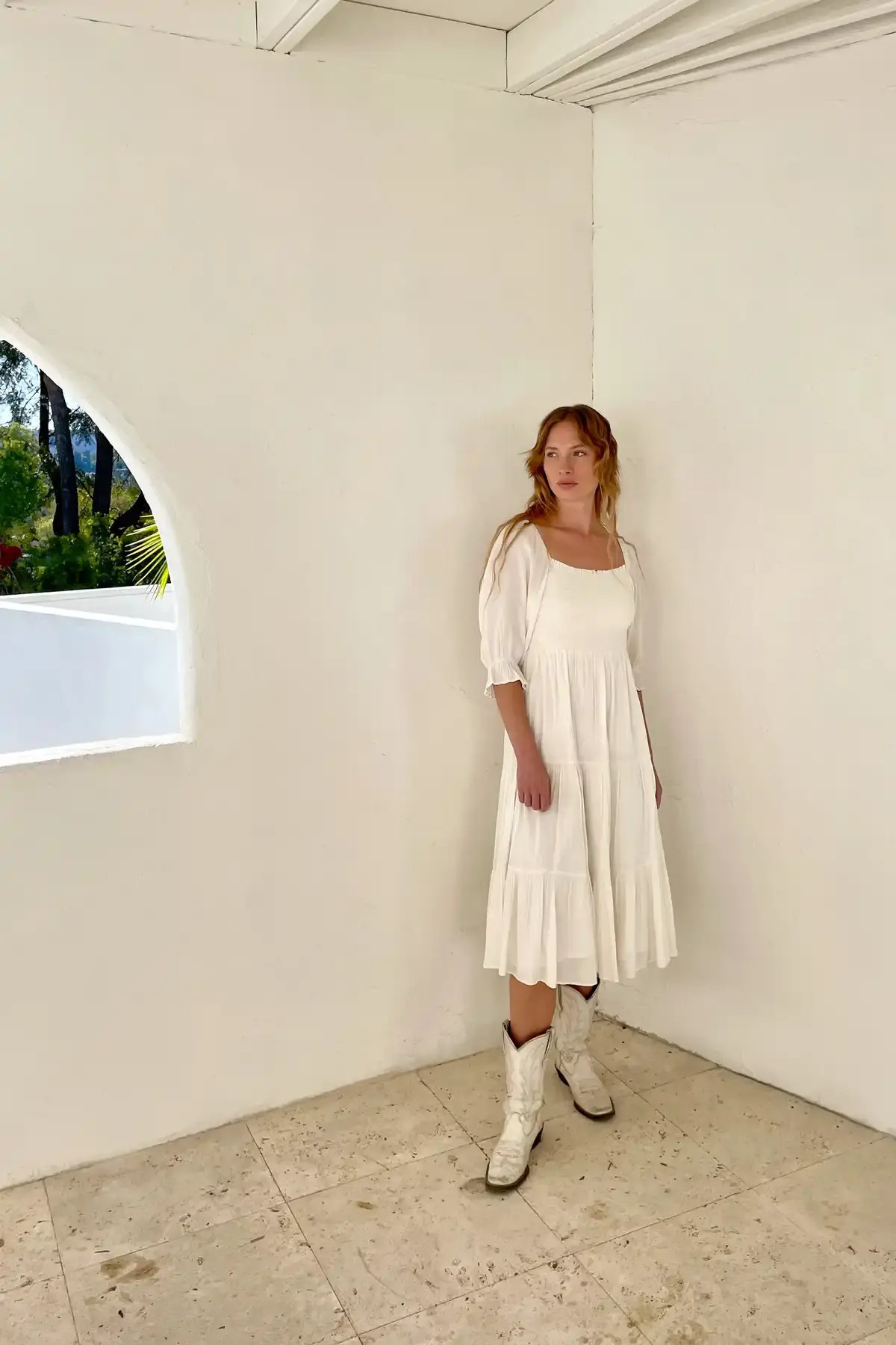 SMOCKED MIDI DRESS        4.6 star rating   21 Reviews          $88    
 DR-6387-W  Cream  Aprico... | OAK + FORT