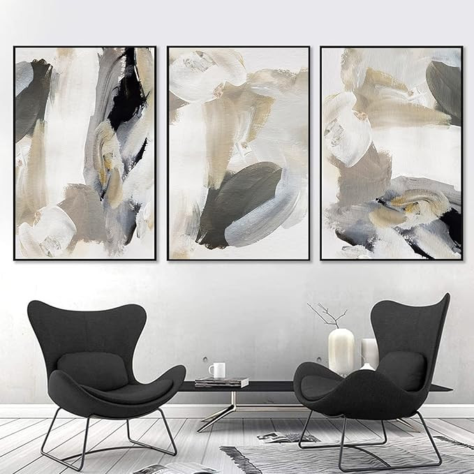 Black Beige Grey Wall Art Black and White Abstract Canvas Abstract Prints Black and Gold Art Gray... | Amazon (US)
