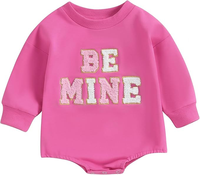 Baby Girl Boy Valentines Day Outfit Cute Heart Sweatshirts Bubble Romper Onesie Valentines Day To... | Amazon (US)