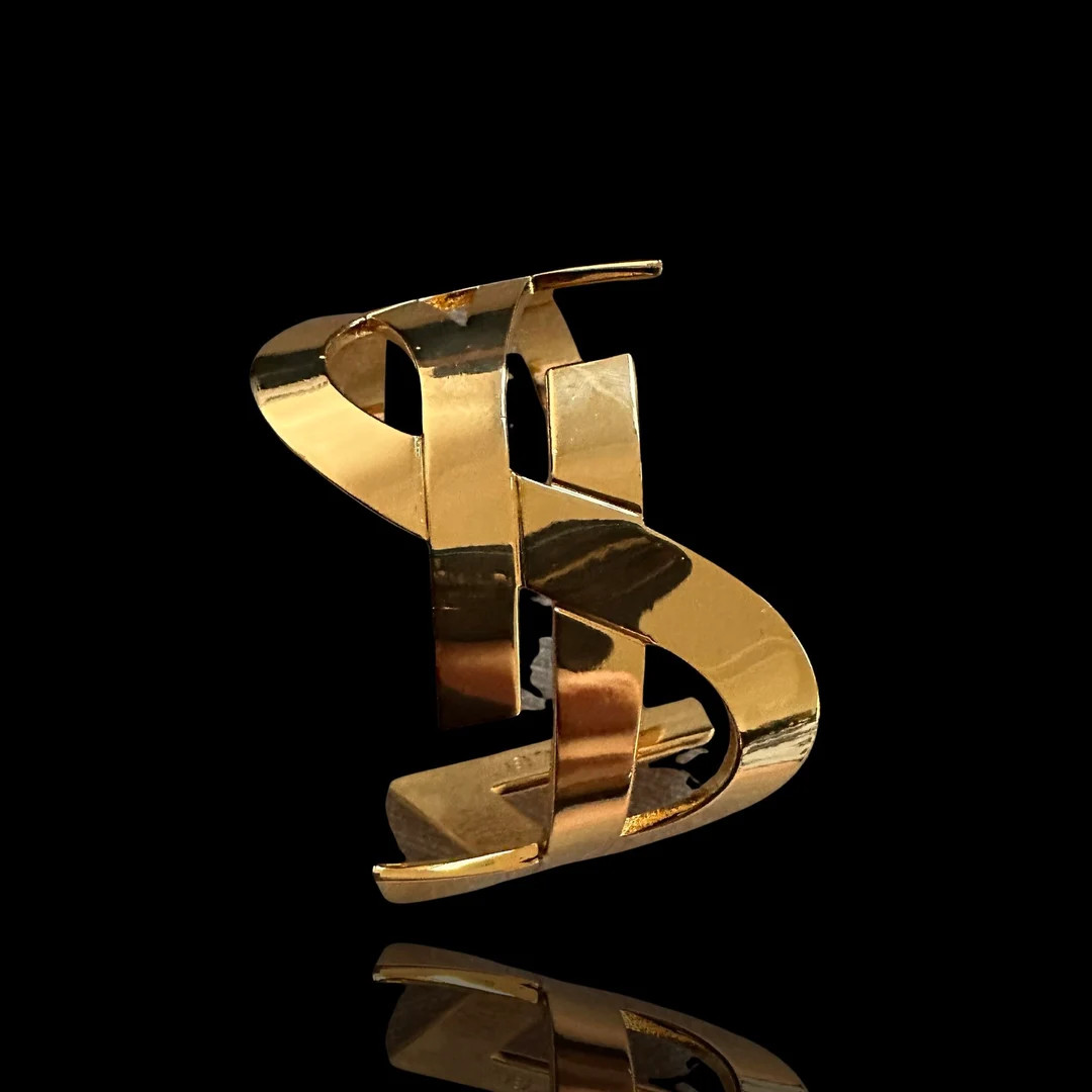 Classic YSL Saint Laurent gold cuff bangle 2000s | Etsy (US)