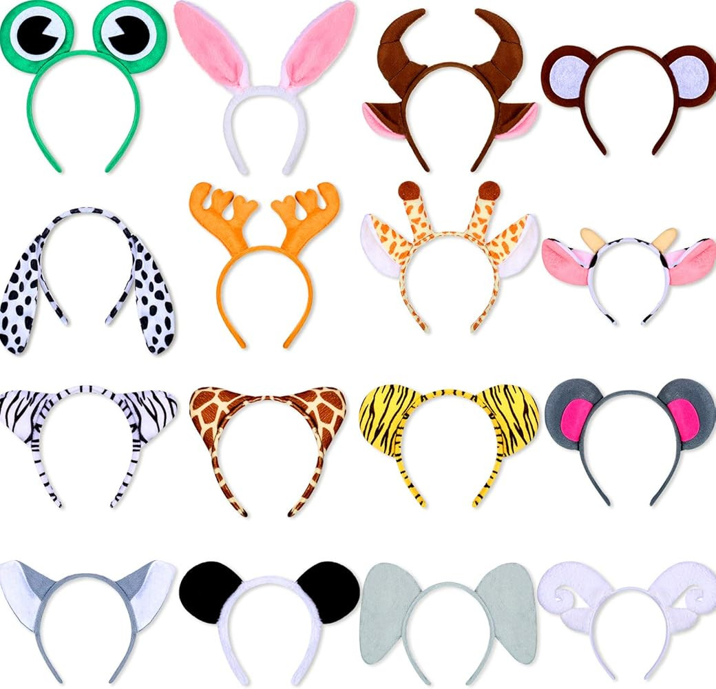 WILLBOND 16 Pieces Animal Headbands Jungle Safari Party Favors Wild One Birthday Decorations Zoo ... | Amazon (US)
