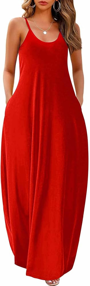 Wolddress Womens 2025 Casual Sleeveless Sundress Plus Size Loose Plain Long Summer Beach Maxi Dre... | Amazon (US)