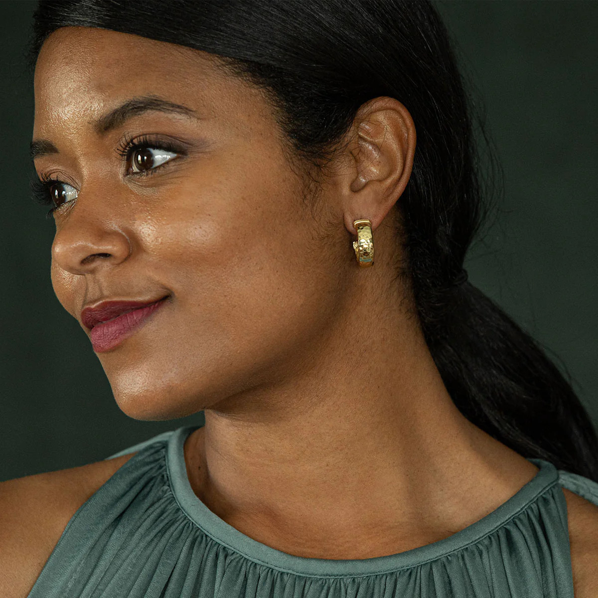 Cleopatra Classic Small Hoop Earrings in Gold | Over The Moon