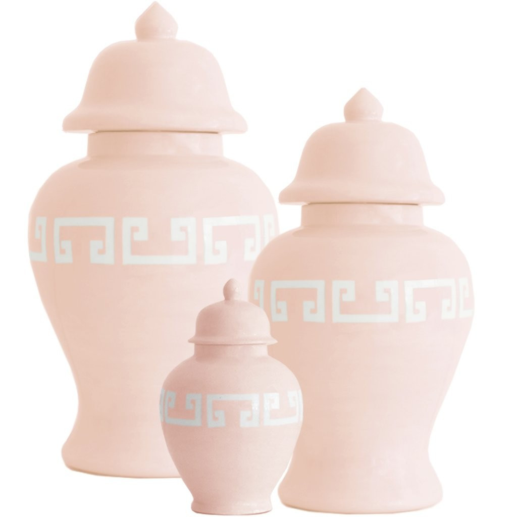 Blush Greek Key Ginger Jars | Lo Home by Lauren Haskell Designs