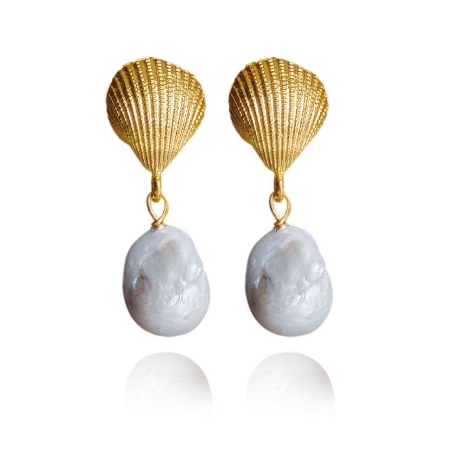 Seashell Baroque Pearl Dangle Earrings | Wolf & Badger