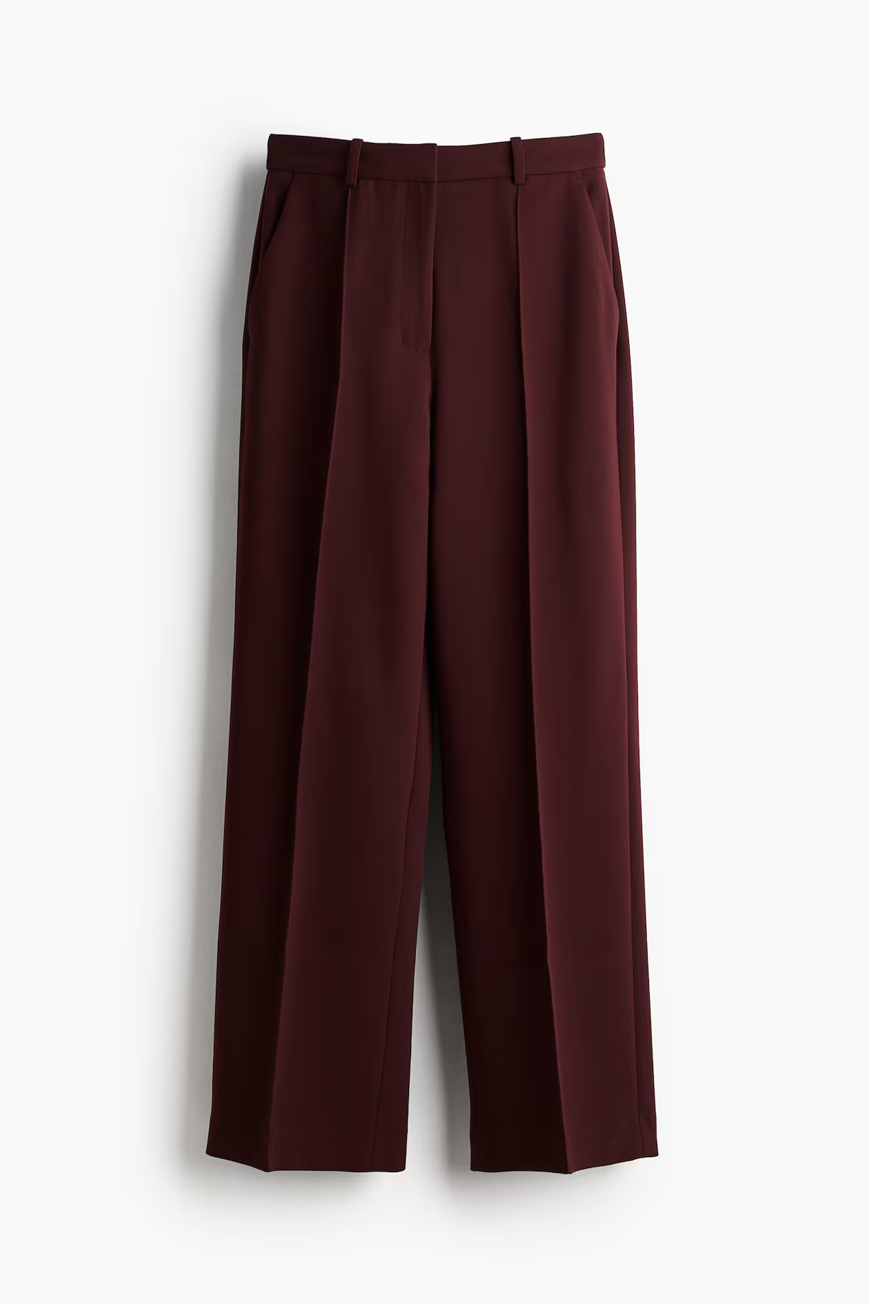 Broek met persvouwen - Hoge taille - Lang - Bordeauxrood - DAMES | H&M NL | H&M (DE, AT, CH, NL, FI)