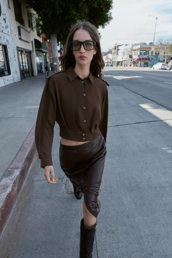 SHORT SHIRT WITH SHOULDER TABS | Zara US