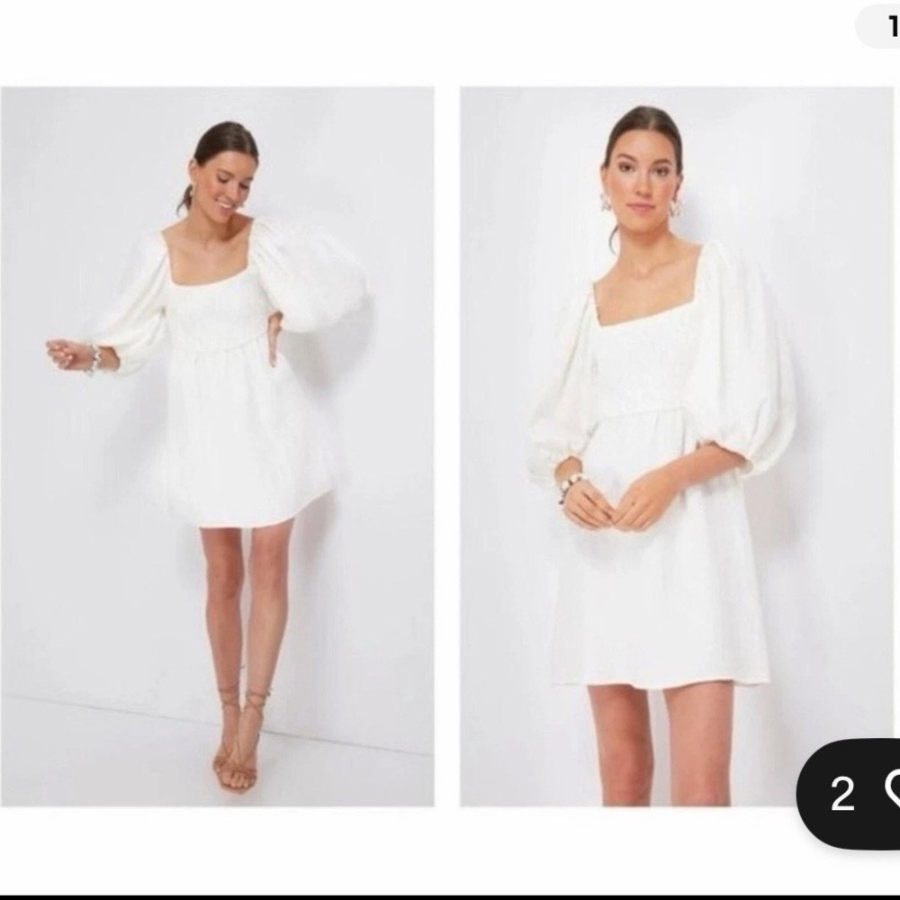 Tuckernuck Annie Smocked Mini White Linen Dress XS | Poshmark