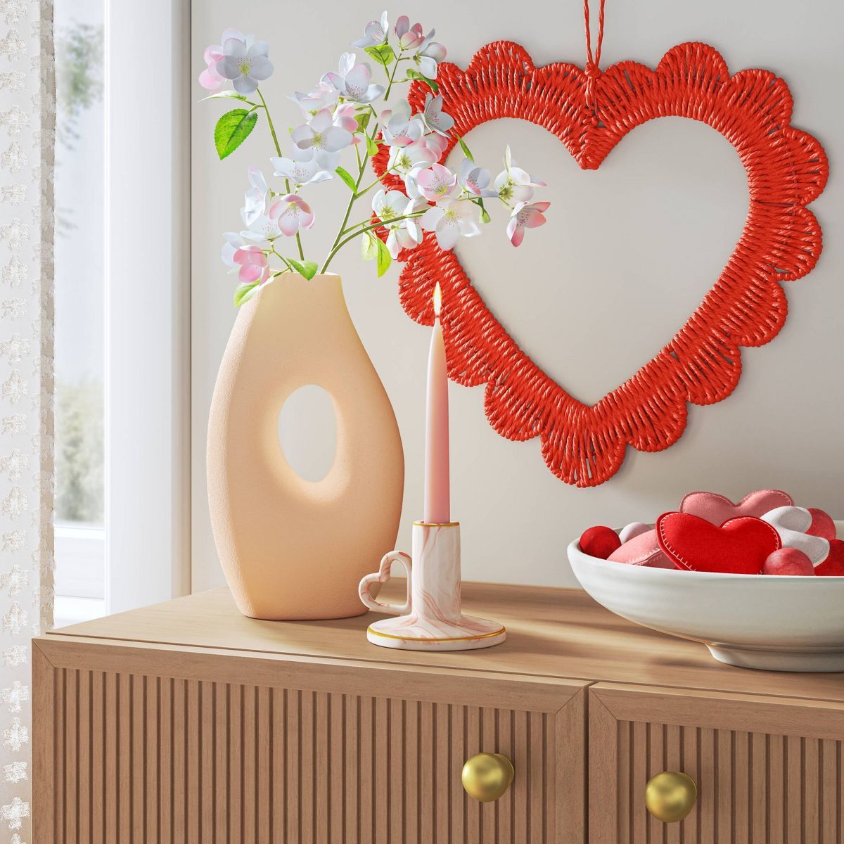 Artificial Woven Heart Wreath Red - Threshold™ | Target