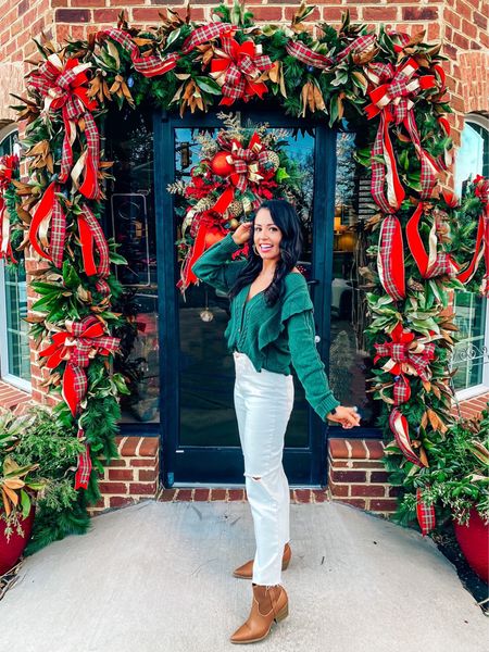 $25 amazon sweater on sale for cyber Monday (small, 5+ colors), $22 target straight cream jeans on sale (2, tts), $40 target western booties (tts) love this look for the holidays or winter fashion! #founditonamazon 

#LTKCyberweek #LTKunder50 #LTKHoliday