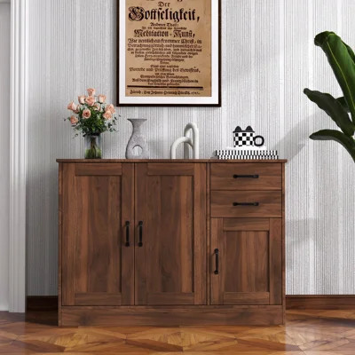 Modern Wood Buffet Sideboard With 2 Doors&1 Storage And 2drawers -Entryway Serving Storage Cabinet Doors-Dining Room Console, 43.3 Inch | Wayfair North America
