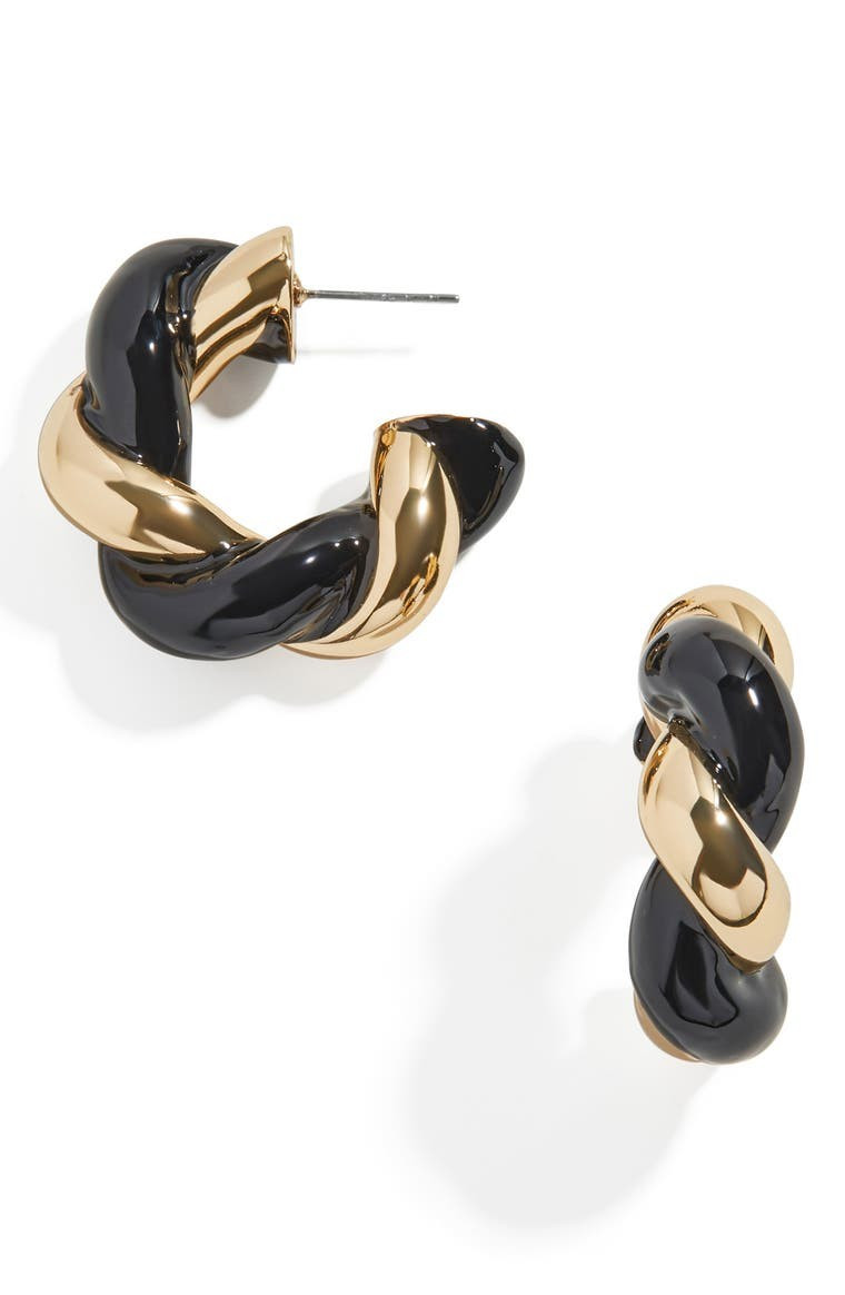 Two-Tone Twisted Hoop Earrings | Nordstrom