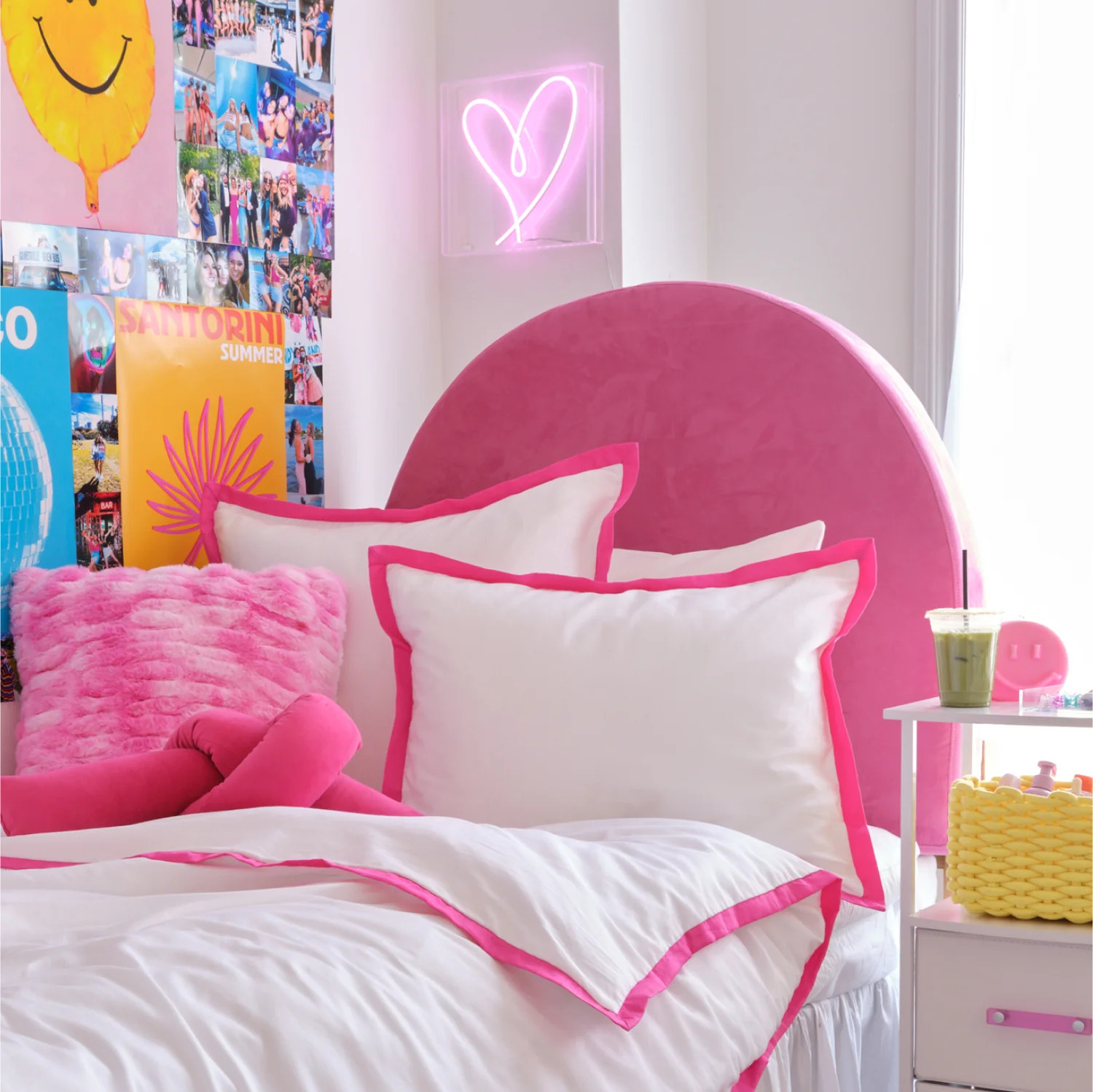 Amelia Upholstered Charging Rounded Headboard | Dorm Essentials - Dormify | Dormify