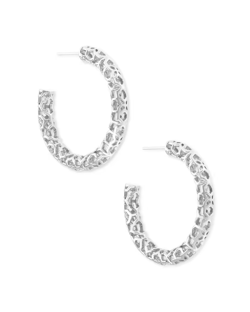 Maggie Small Hoop Earrings in Silver Filigree | Kendra Scott