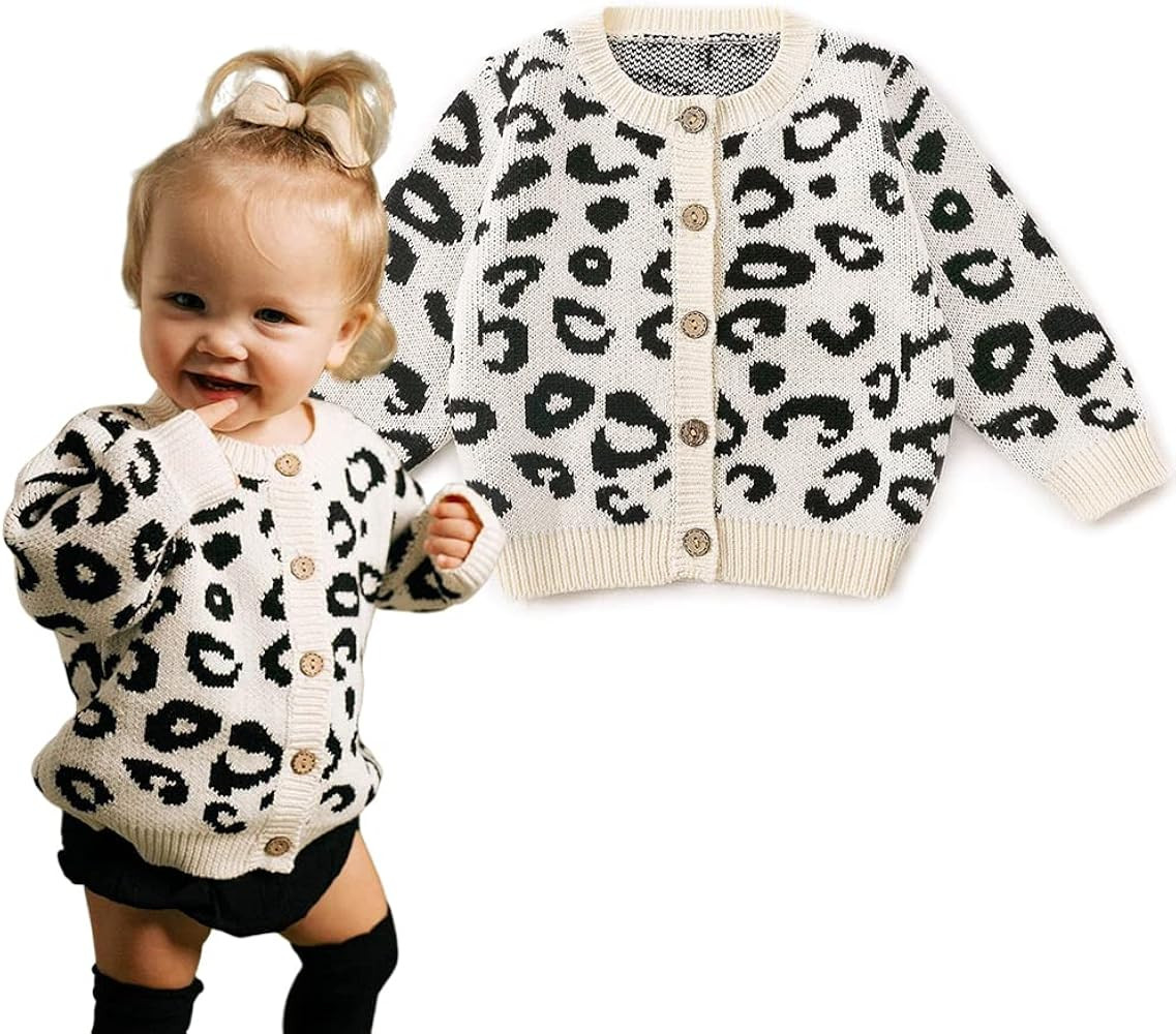 Simplee kids Baby Sweater Animal Leopard Printed Baby Cardigan for Autumn Fall… | Amazon (US)