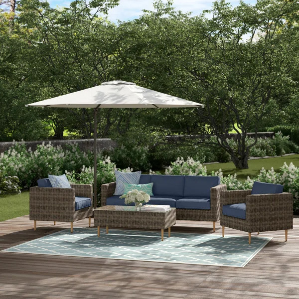 Cassidy Wicker/Rattan 5 - Person Seating Group with Cushions | Wayfair North America