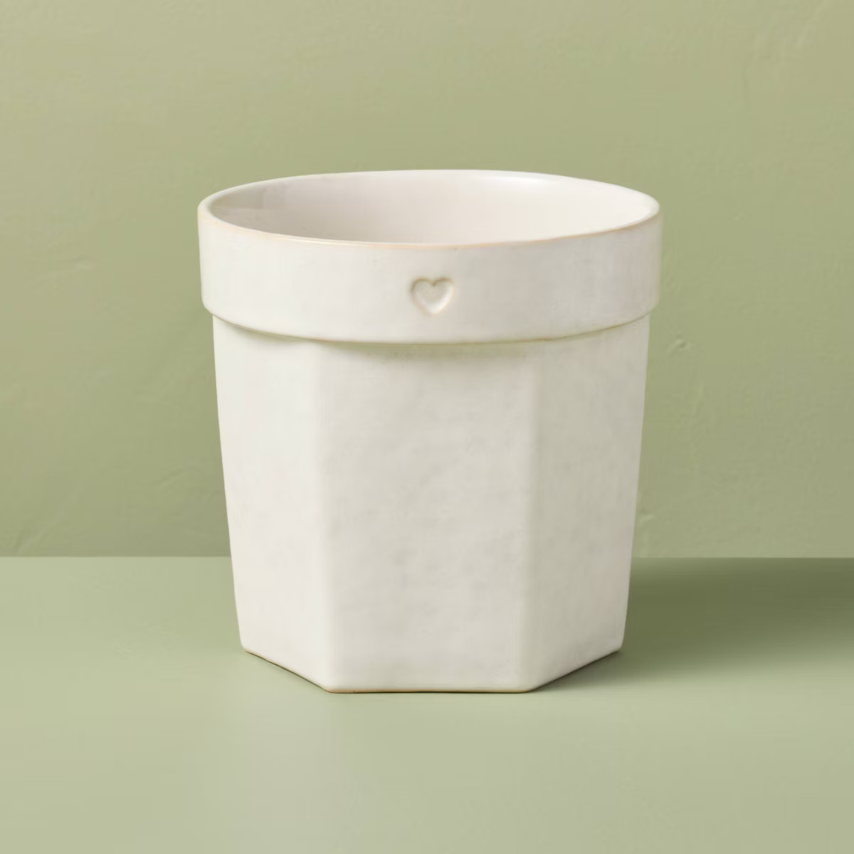 6" Ceramic Planter Pot with Heart Sour Cream - Hearth & Hand™ with Magnolia | Target