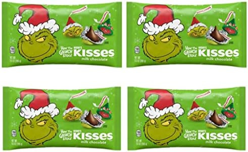 Amazon.com : Hersheys Kisses How The Grinch Stole Kisses Milk Chocolate Candy - Pack of 4 Bags - ... | Amazon (US)