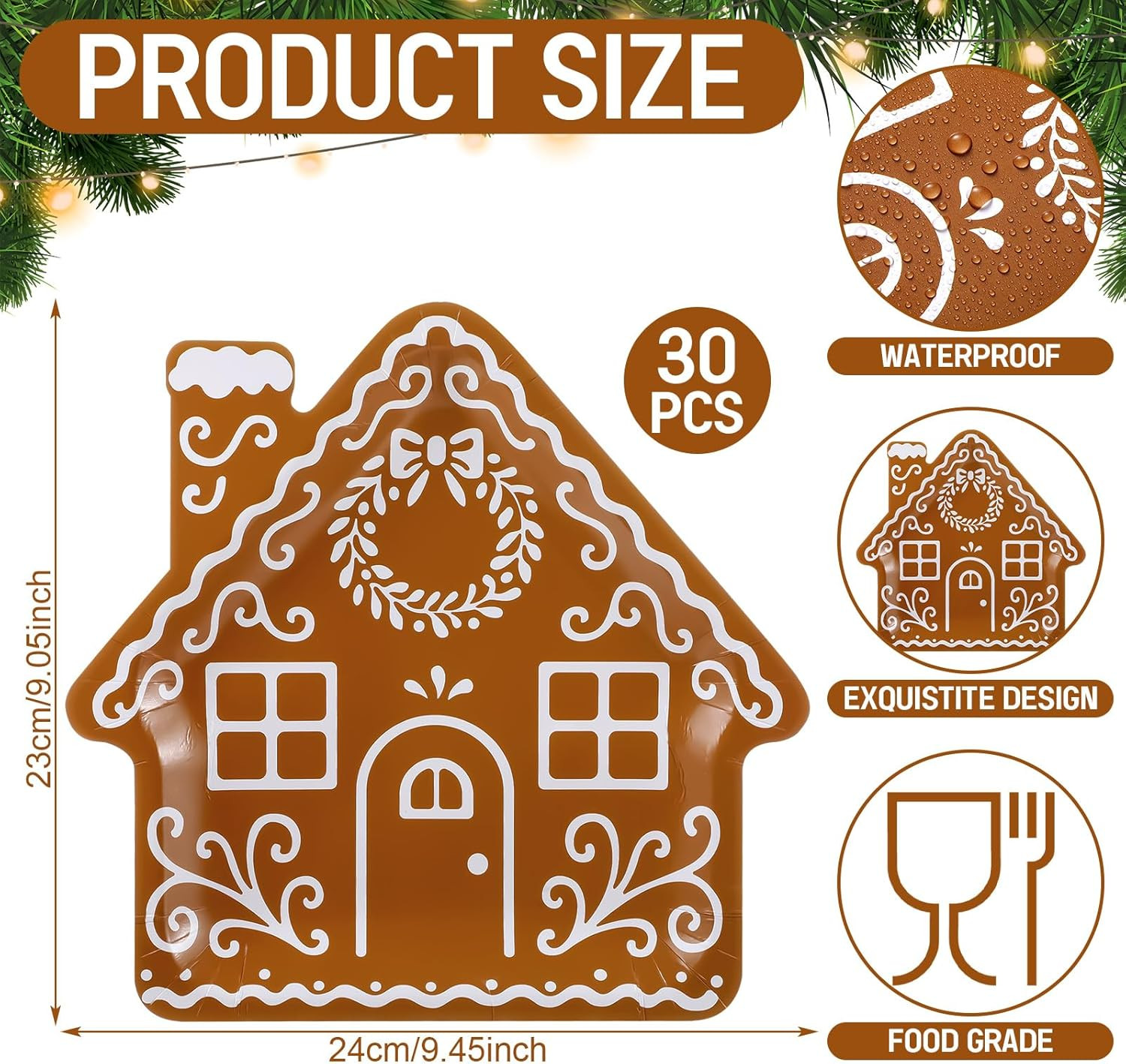 Meanplan 30 Pcs Christmas Gingerbread House Plates Gingerbread House Shaped Disposable Paper Plat... | Amazon (US)