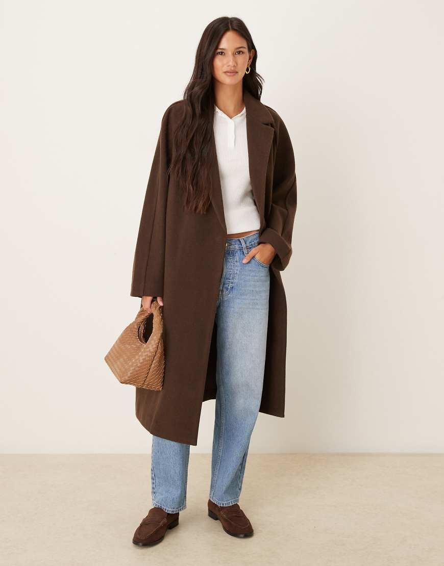 ASOS DESIGN throw on overcoat in chocolate-Brown | ASOS (Global)